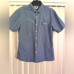 Vissla men’s short sleeved button front lightweight cotton/ hemp